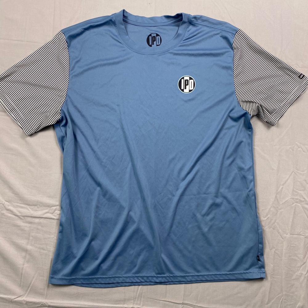 IPD Surf Short Sleeve‎ Rash Guard Mens XL Blue Striped UPF Sun Protection Shirt